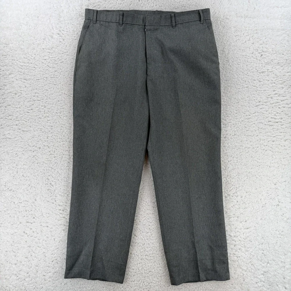 Vintage Levis Action Slacks Mens 40x29 Gray Flat Front Dress Pants Office 80s